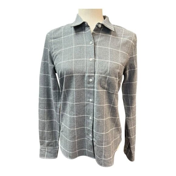 UNTUCKit Windowpane Plaid Flannel Shirt~Size 2~Gray White Soft Cotton Top L14 39 - Picture 2 of 9